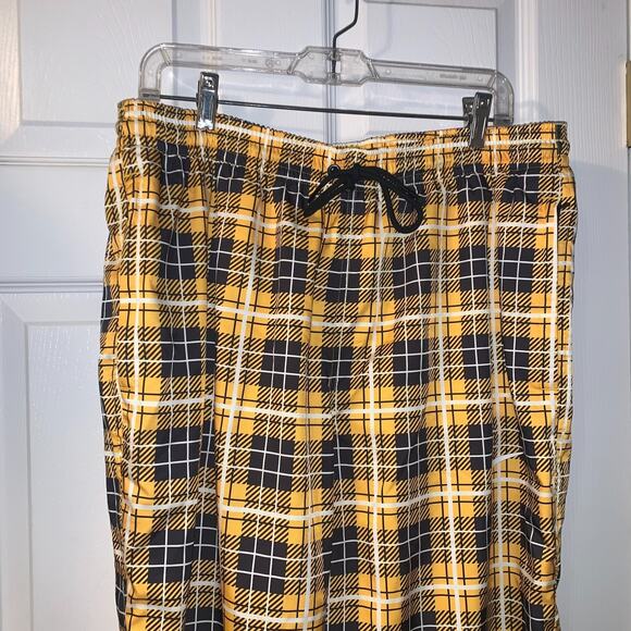 Nike Unisex Yellow Woven Plaid Track Pants Size XL Drawstring Waist Athleisure - Picture 3 of 8
